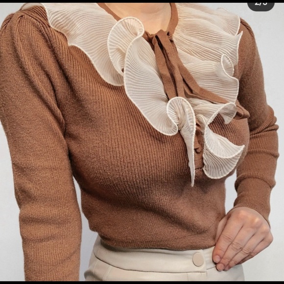 Zara NWT Ruffled sweater - Picture 3 of 6